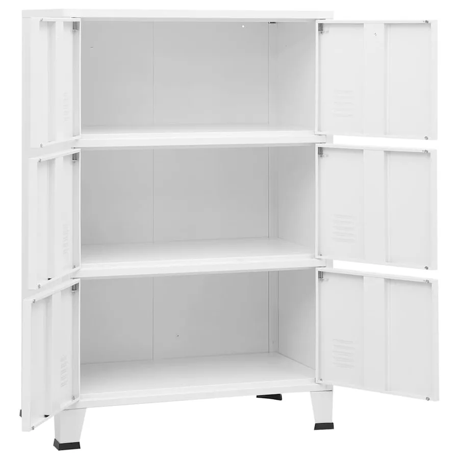 Coffre de rangement industriel Blanc 75x40x115 cm Métal - 7