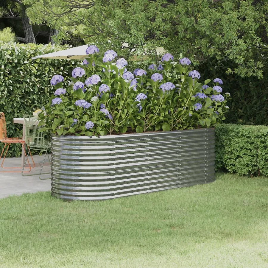 Lit surélevé de jardin Acier galvanisé Argenté