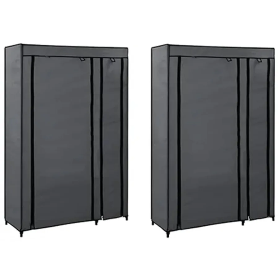 Garde-robes pliables 2 pcs Gris 110x45x175 cm Tissu