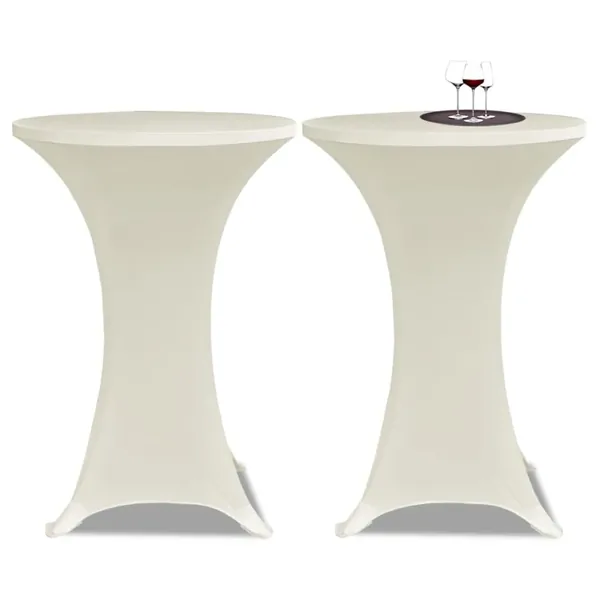 Housse de table Ø 60 cm Crème extensible 2 pcs
