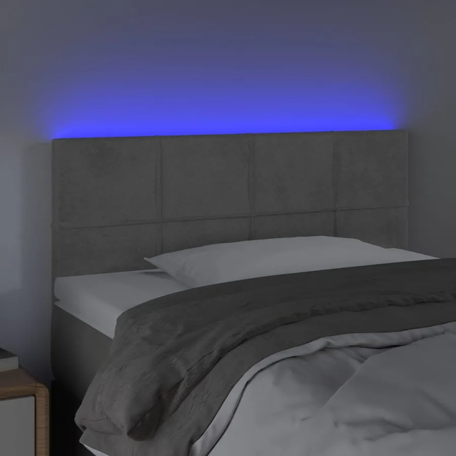 Tête de lit à LED Gris clair 100x5x78/88 cm Velours - 3