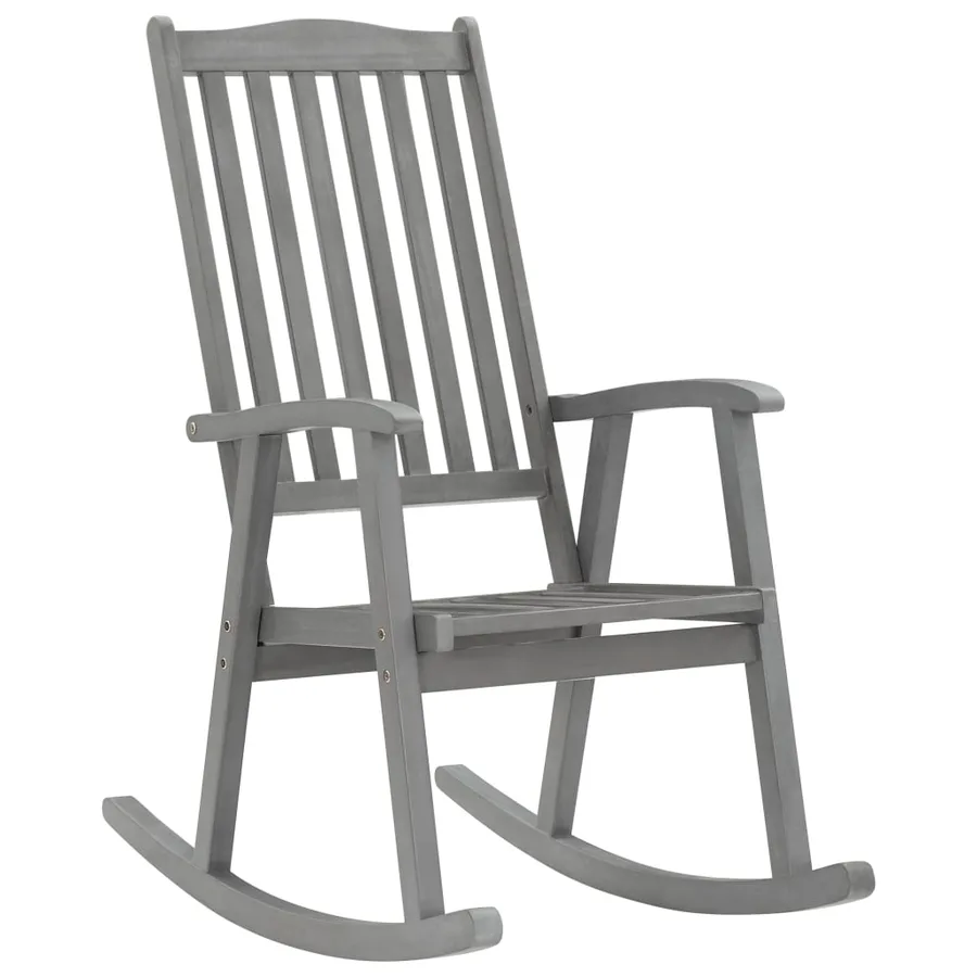 Chaise à bascule avec coussins Gris Bois d'acacia massif - 2