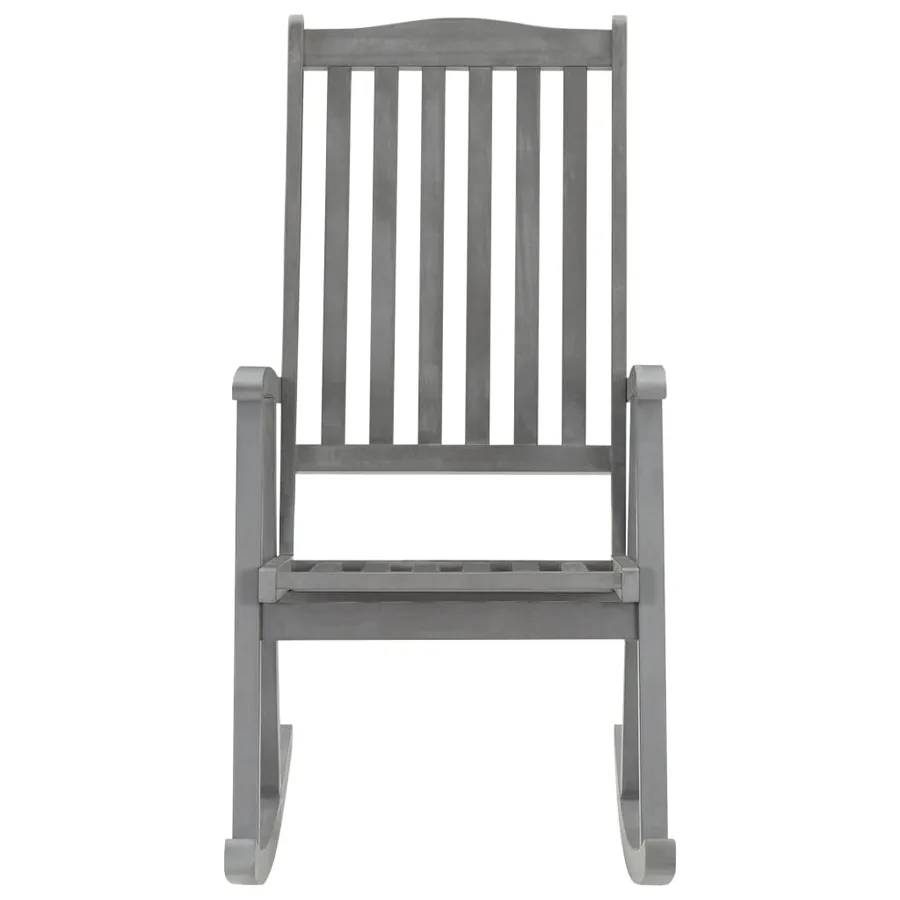 Chaise à bascule avec coussins Gris Bois d'acacia massif - 3