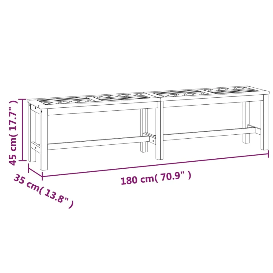Banc de jardin 180 cm bois massif d'acacia - 7