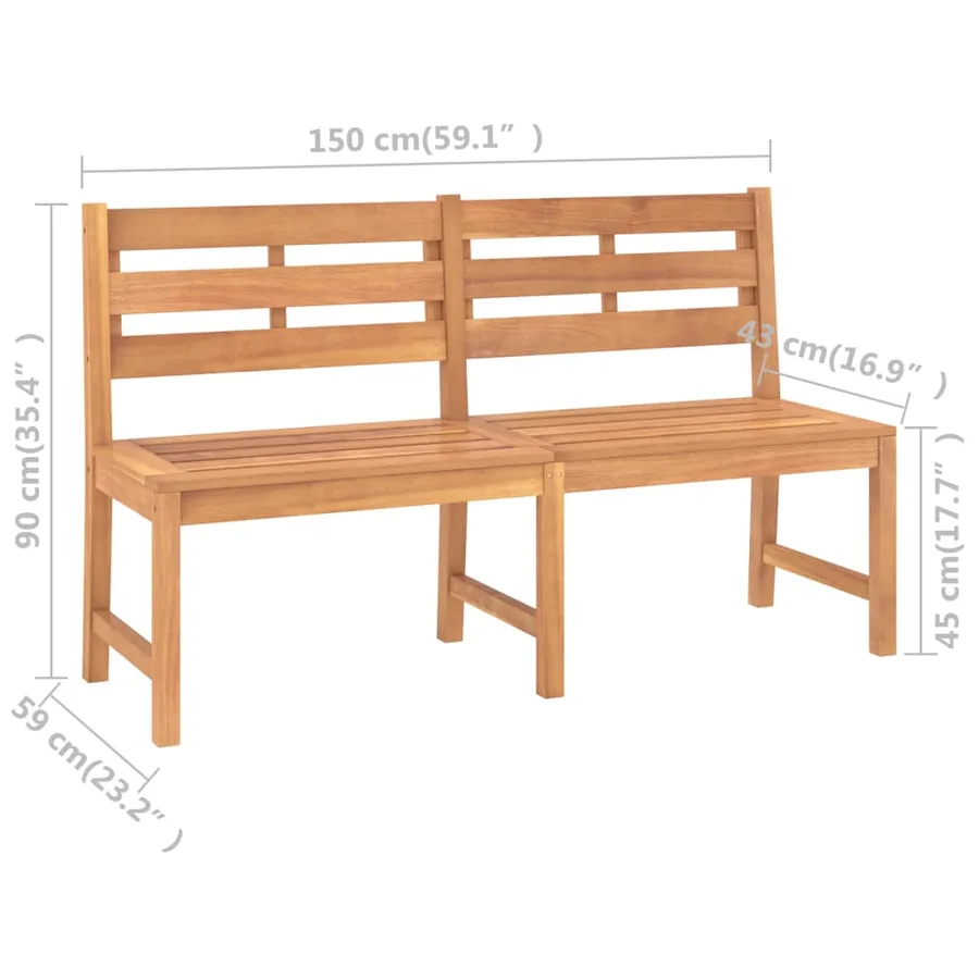 Banc de jardin 150 cm bois de teck massif - 7