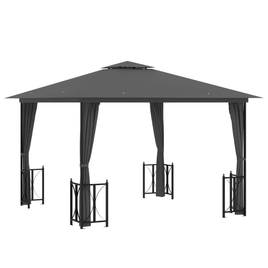 Tonnelle avec parois et toit double 3x3 m Anthracite - 2