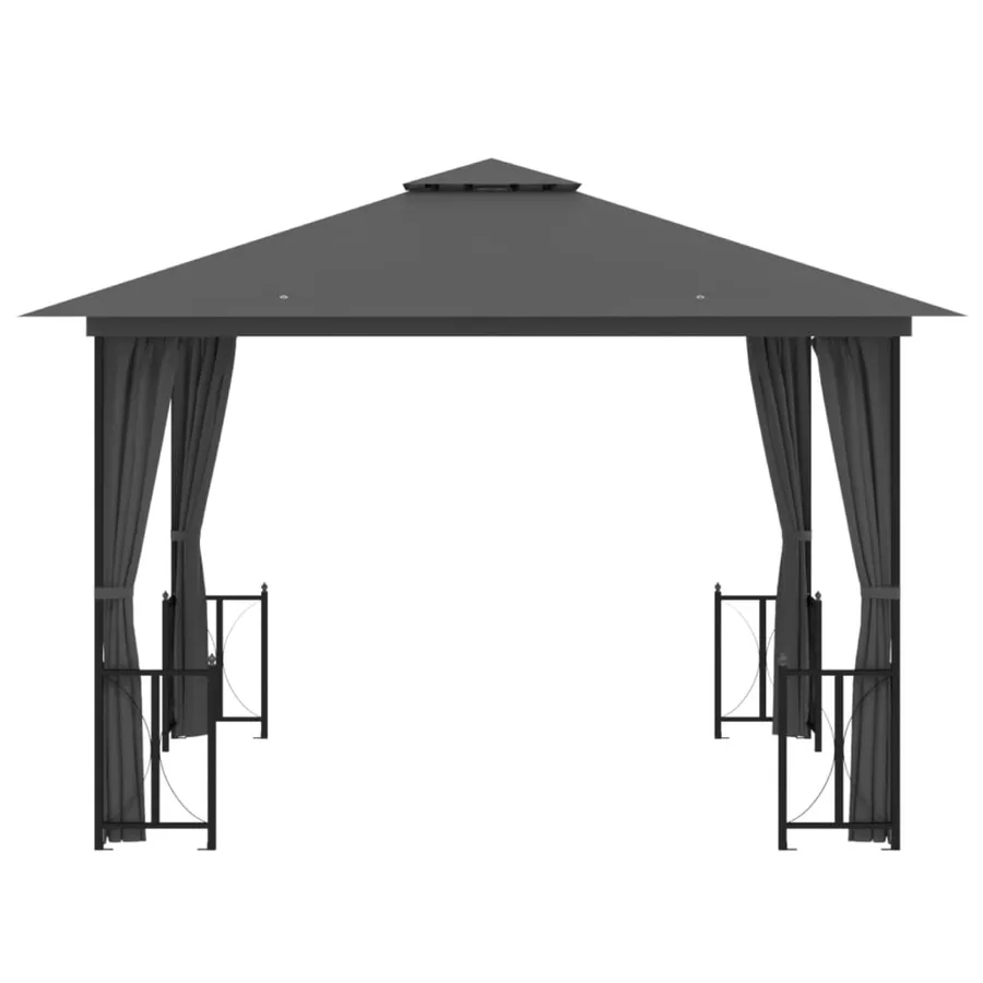 Tonnelle avec parois et toit double 3x3 m Anthracite - 3