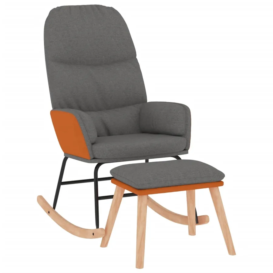 Chaise à bascule avec repose-pied Gris clair Tissu - 2