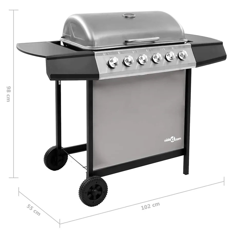Barbecue gril à gaz avec 6 brûleurs Noir et argenté - 7