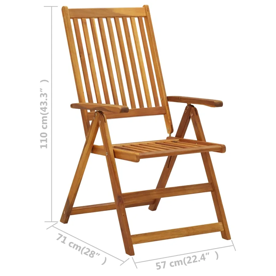 Chaises inclinables de jardin lot de 3 Bois solide d'acacia - 7