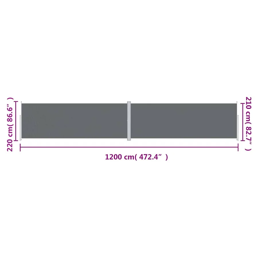 Auvent latéral rétractable Anthracite 220x1200 cm - 8