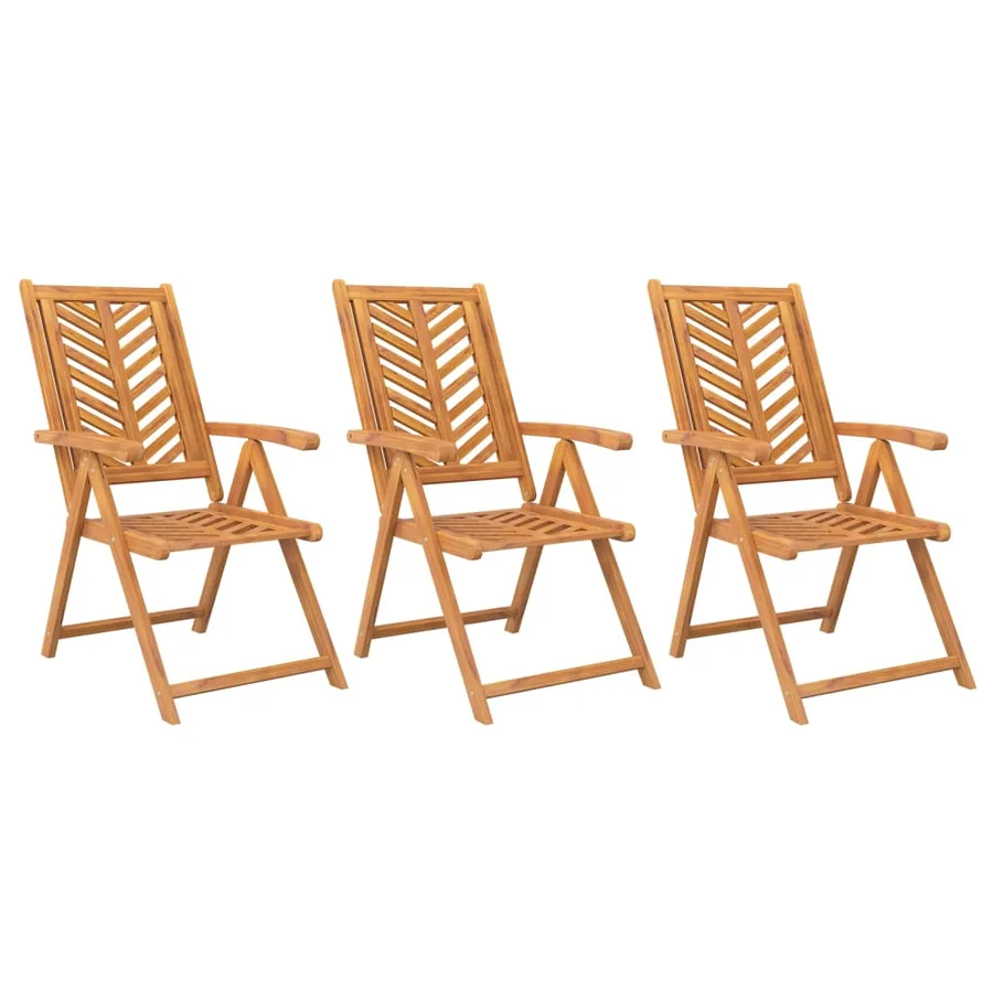 Chaises de jardin inclinables lot de 3 bois massif d'acacia - 2
