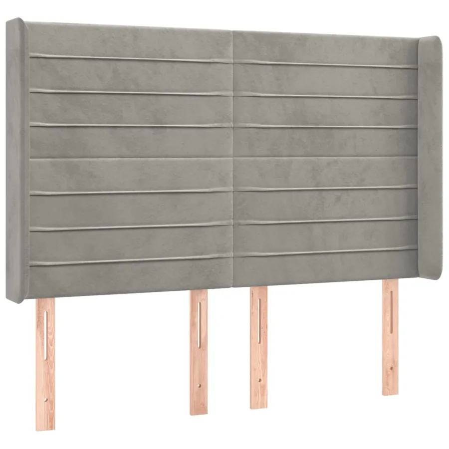 Tête de lit avec oreilles Gris clair 147x16x118/128 cm Velours - 2