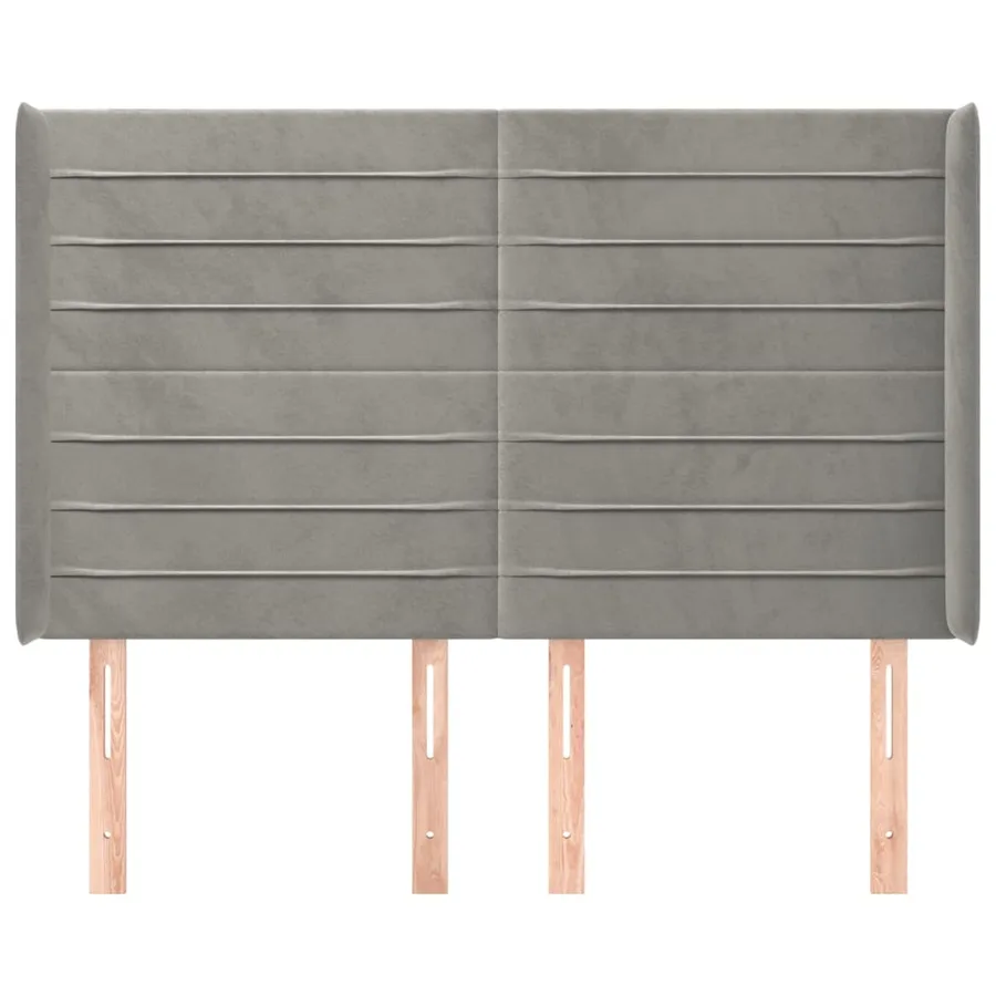 Tête de lit avec oreilles Gris clair 147x16x118/128 cm Velours - 3