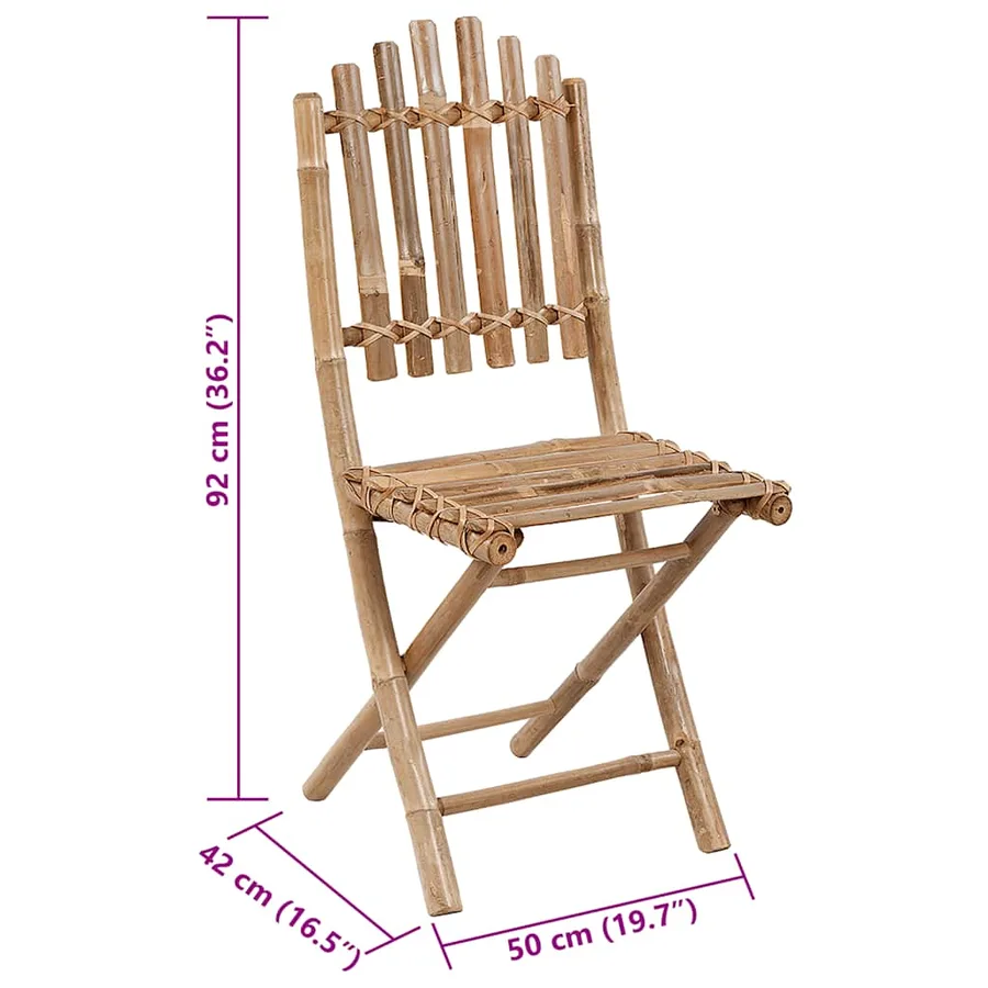 Chaises pliables de jardin lot de 2 avec coussins Bambou - 12