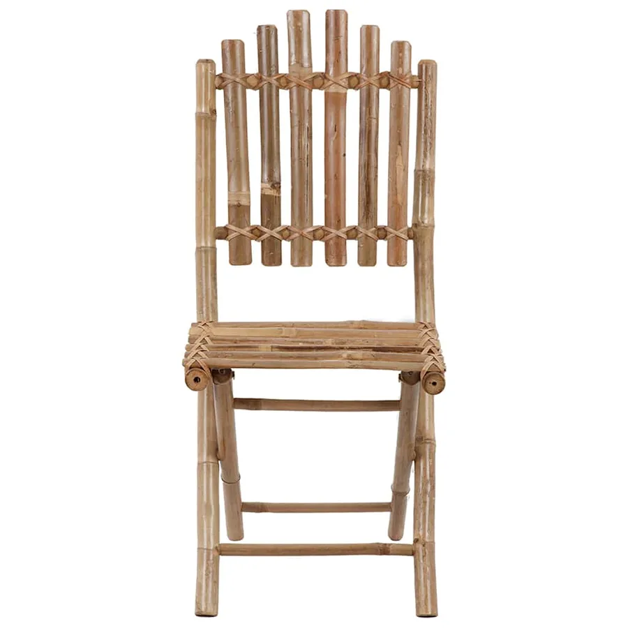 Chaises pliables de jardin lot de 2 avec coussins Bambou - 4