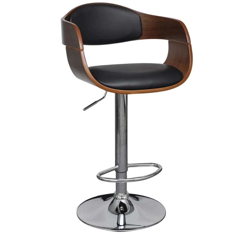 Tabourets de bar lot de 2 noir bois courbé et similicuir - 2