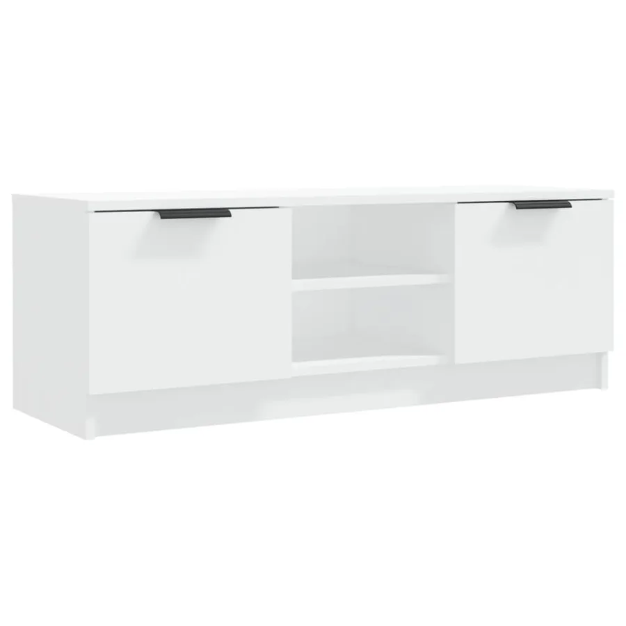 Meuble TV Blanc 102x35x36,5 cm Bois d'ingénierie - 2