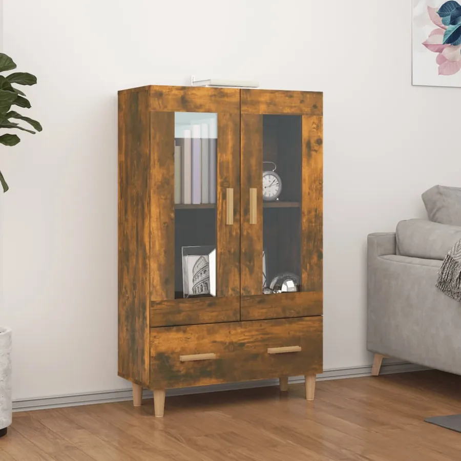 Buffet haut Chêne fumé 70x31x115 cm Bois d'ingénierie