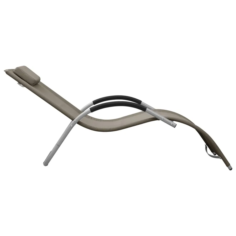 Chaise longue textilène crème et gris - 10
