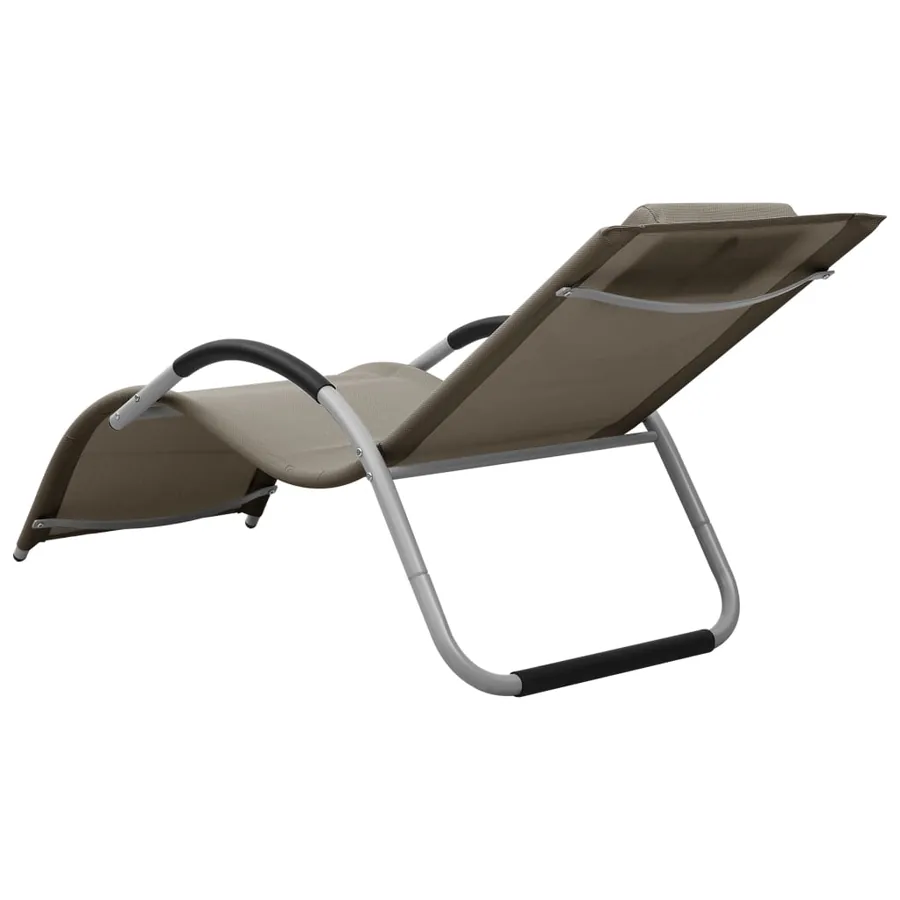 Chaise longue textilène crème et gris - 11