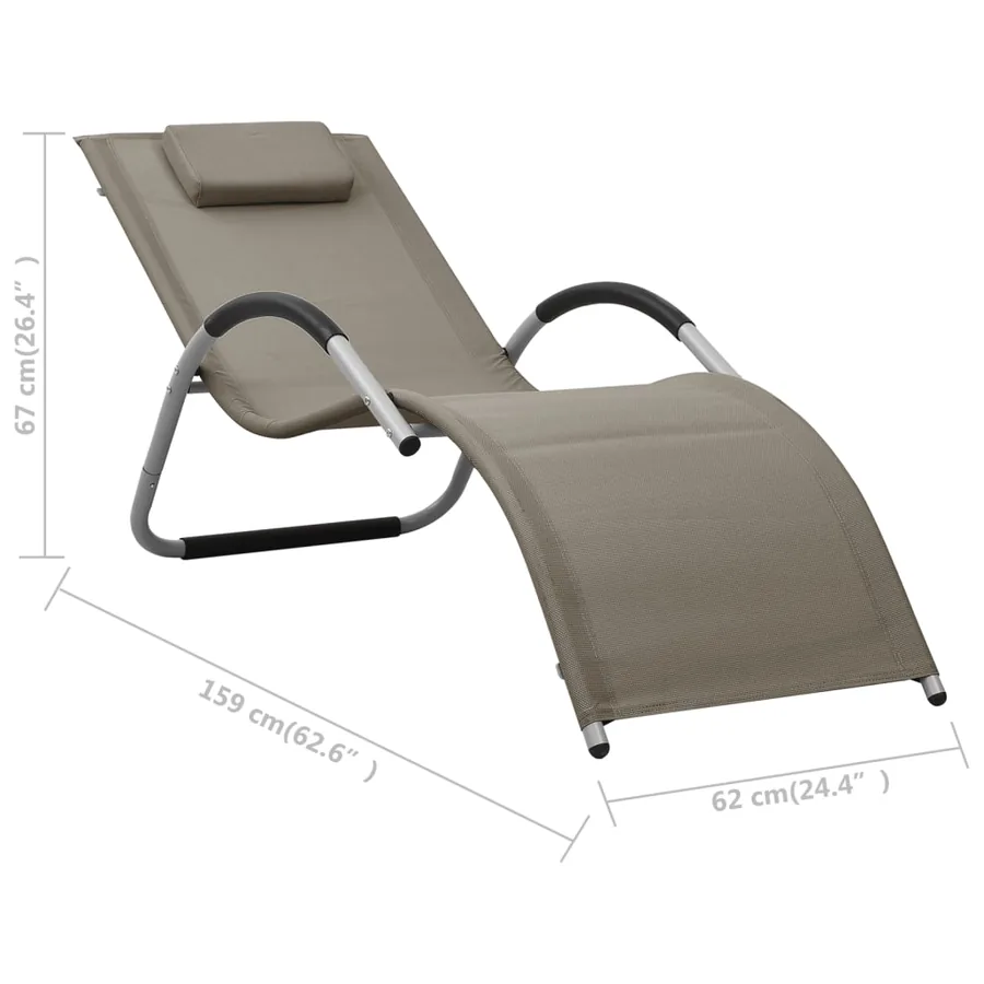 Chaise longue textilène crème et gris - 14