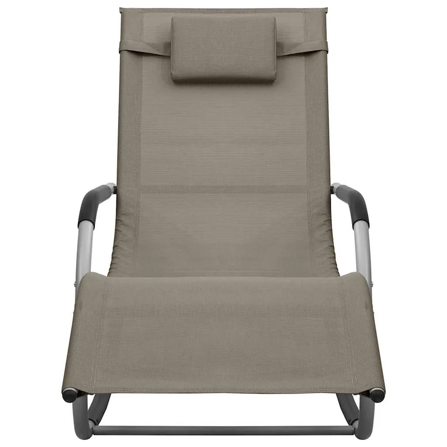 Chaise longue textilène crème et gris - 16