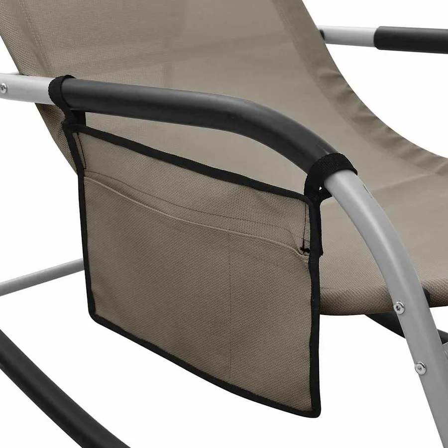 Chaise longue textilène crème et gris - 19