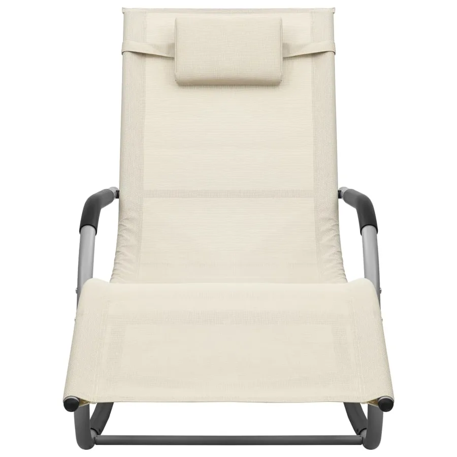 Chaise longue textilène crème et gris - 2