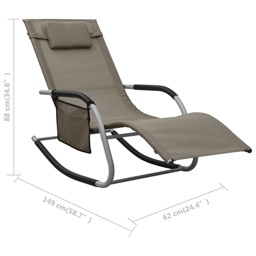Chaise longue textilène crème et gris - 21