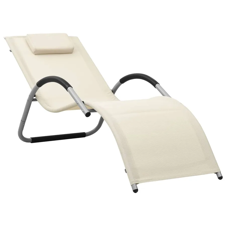 Chaise longue textilène crème et gris - 29