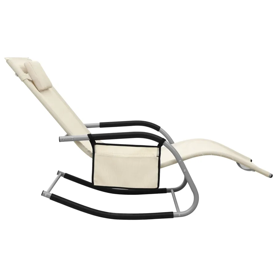 Chaise longue textilène crème et gris - 3