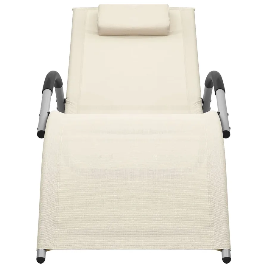 Chaise longue textilène crème et gris - 30