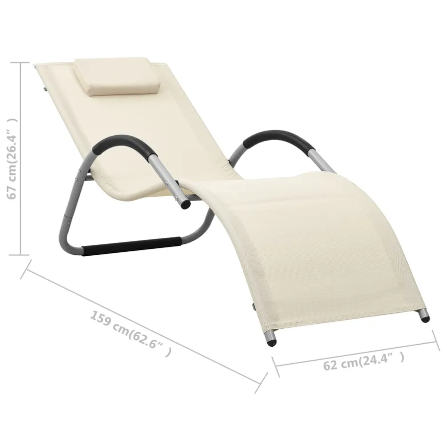 Chaise longue textilène crème et gris - 35