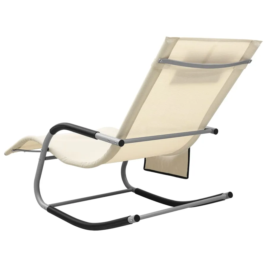 Chaise longue textilène crème et gris - 4