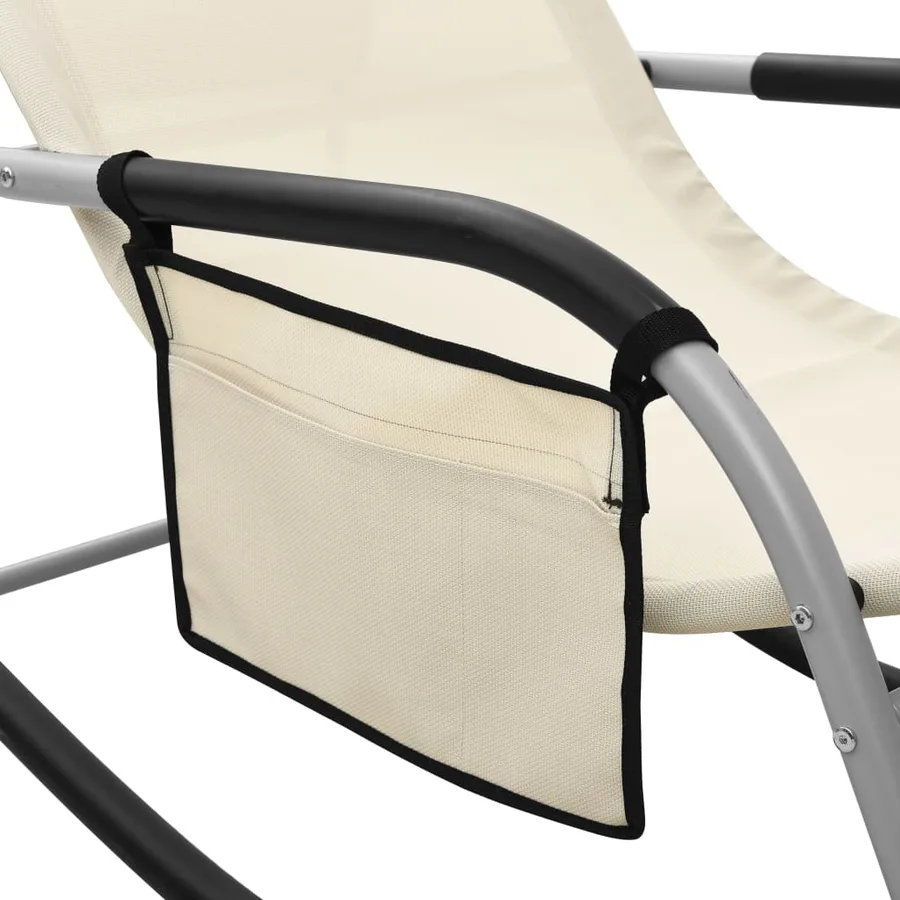 Chaise longue textilène crème et gris - 5