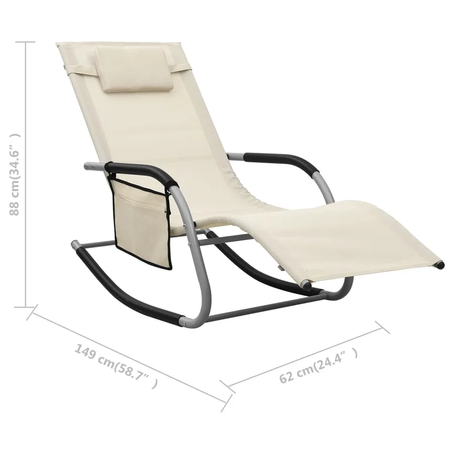 Chaise longue textilène crème et gris - 7