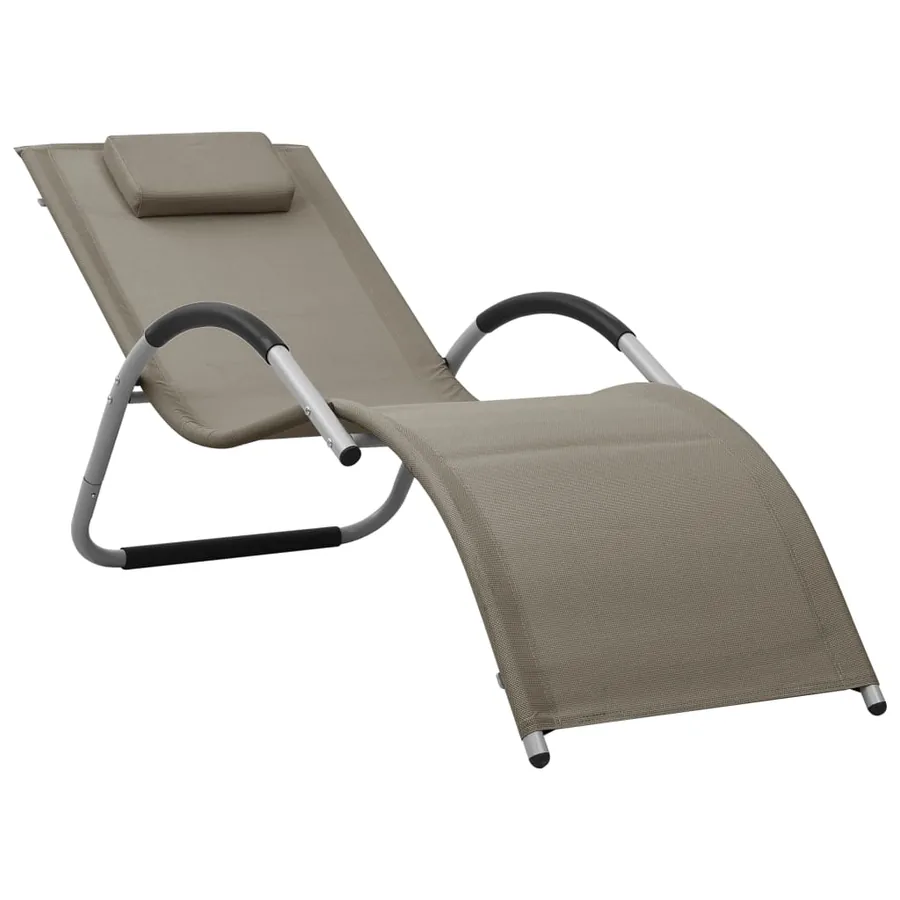 Chaise longue textilène crème et gris - 8