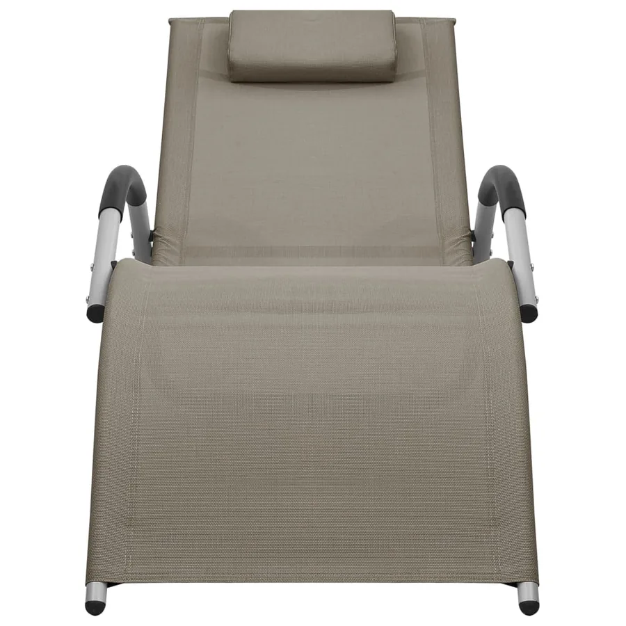Chaise longue textilène crème et gris - 9