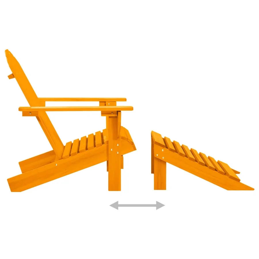 Chaise de jardin Adirondack avec pouf bois de sapin orange - 5