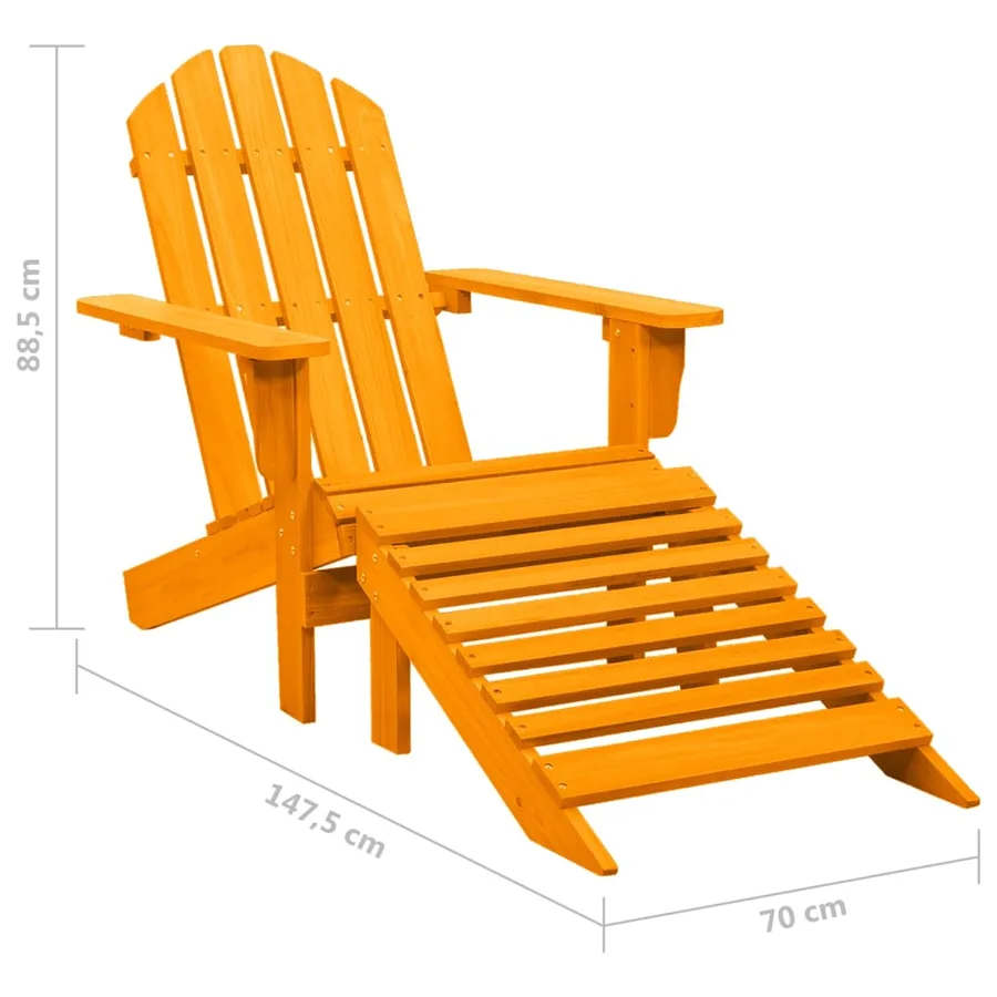 Chaise de jardin Adirondack avec pouf bois de sapin orange - 8