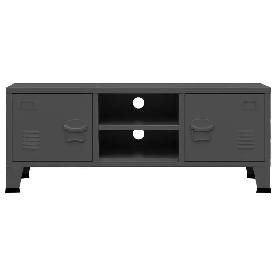 Meuble TV industriel Anthracite 105x35x42 cm Métal - 3