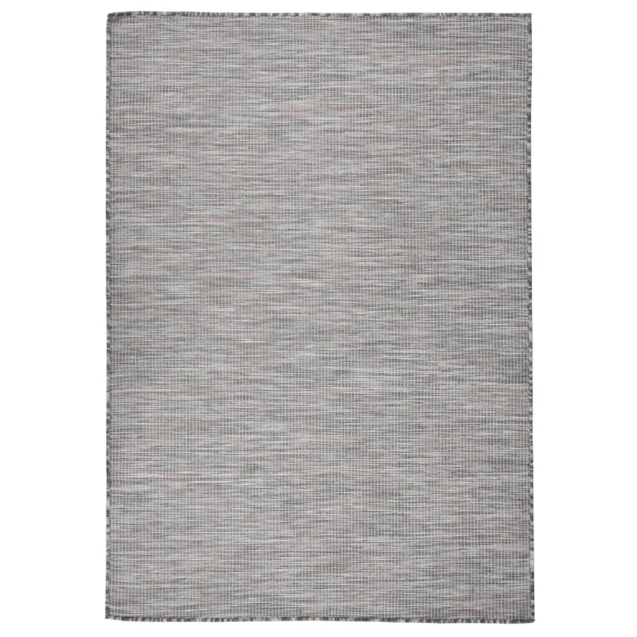 Tapis à tissage plat d'extérieur 140x200 cm Marron et bleu