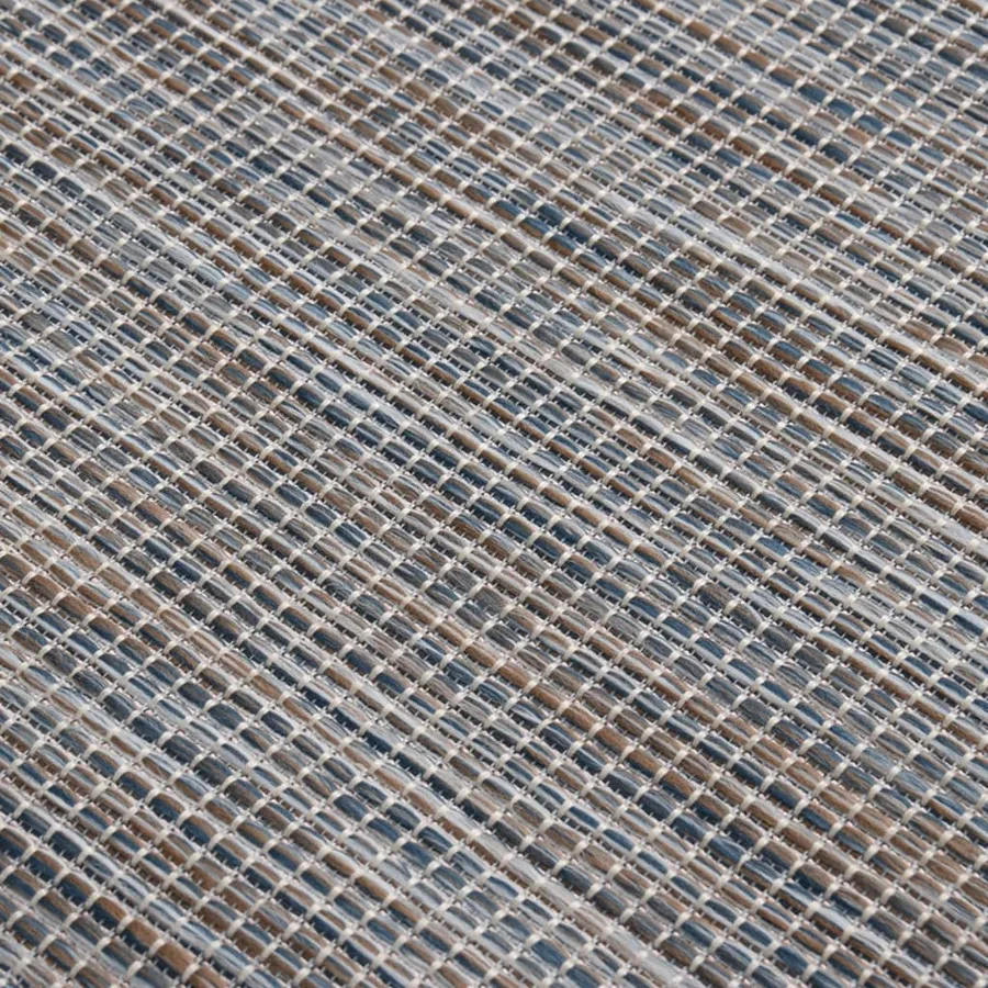 Tapis à tissage plat d'extérieur 140x200 cm Marron et bleu - 5