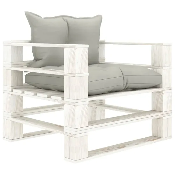 Canapé palette de jardin avec coussins taupe Bois