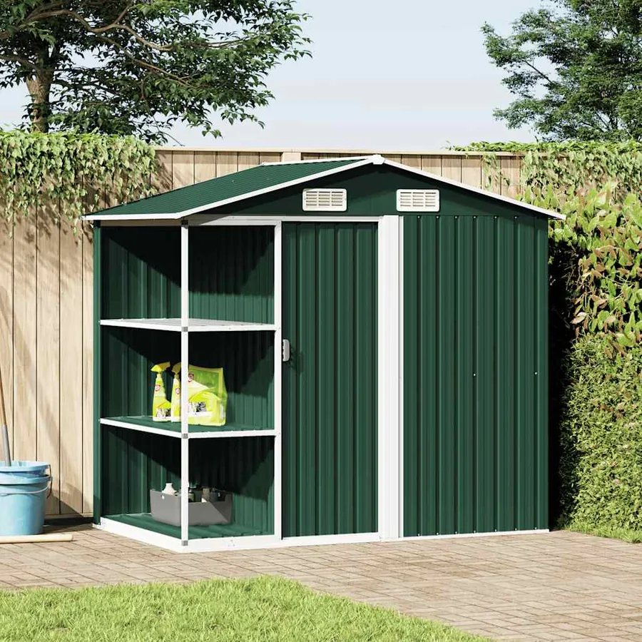 Abri de jardin avec étagère Vert 205x130x183 cm Fer