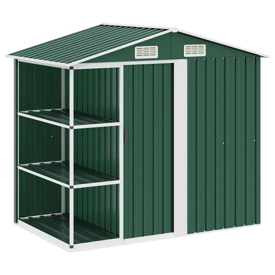 Abri de jardin avec étagère Vert 205x130x183 cm Fer - 2