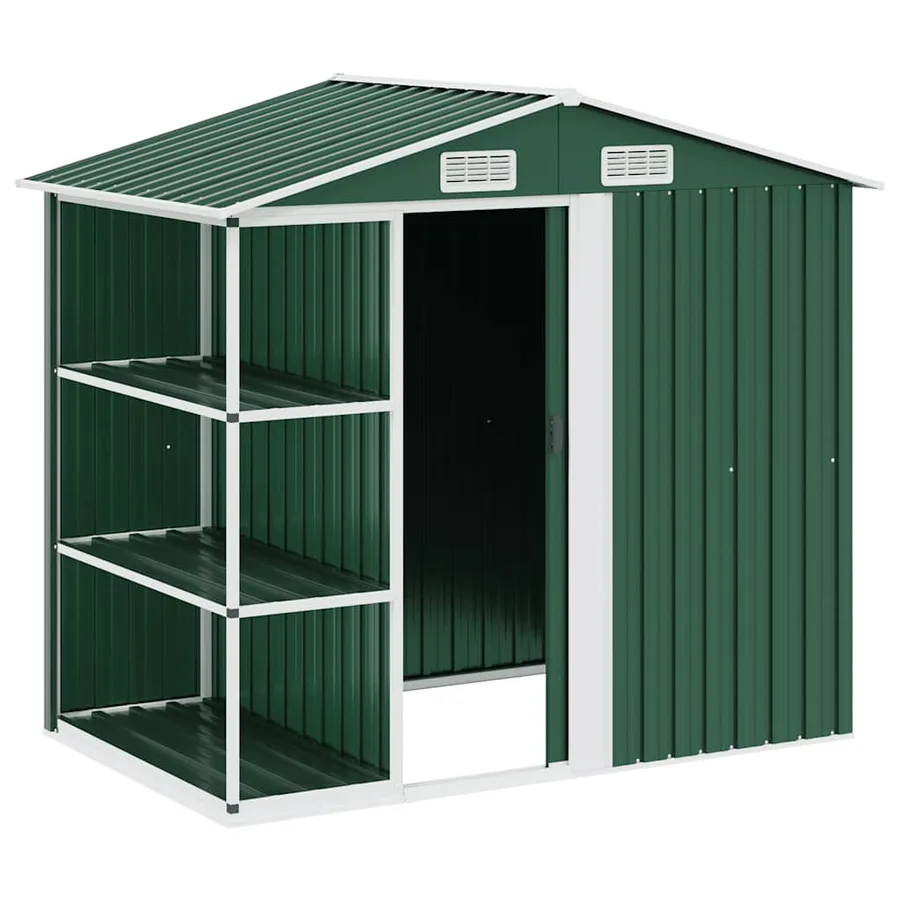 Abri de jardin avec étagère Vert 205x130x183 cm Fer - 3