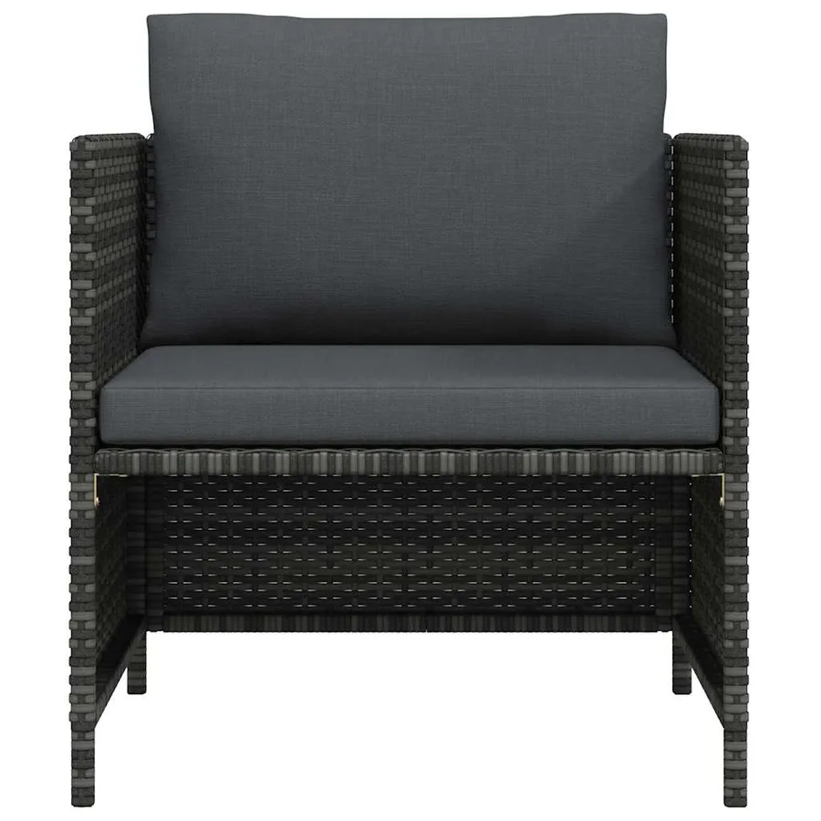 Canapé de jardin avec coussins Gris Résine tressée - 4