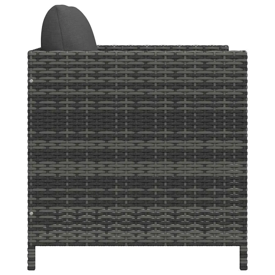 Canapé de jardin avec coussins Gris Résine tressée - 5